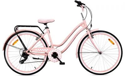Produktbild von SUN BABY Heart Bike Mädchenfahrrad 26 Zoll, Shimano 7 Gänge Fahrrad für Mädchen V-Brake, Gepäckträger, Reflektoren (ROSA, 26 Zoll)