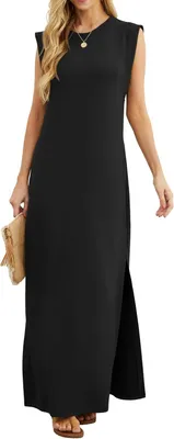 Productafbeelding van Maxi-jurk voor dames met zakken en split, mouwloos met ronde hals, zomers model