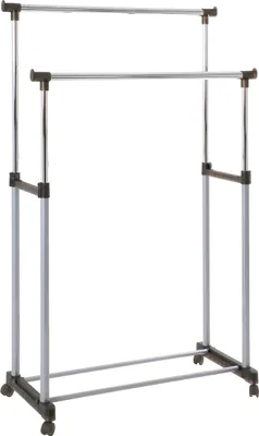 Immagine prodotto di HAKU Appendiabiti su ruote in alluminio, cromato, grigio - Plastica, metallo, L/A/P: 95x95-170x43 cm