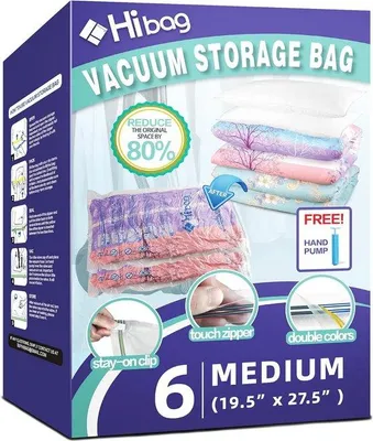 Produktbild von Famanu Vakuum Aufbewahrungsbeutel für Kleidung - 80% Platzersparnis mit Handpumpe