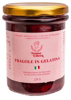 Produktbild von Erdbeeren in Gelee „Frużelinia“ Fragole in gelatina 220 g – Nonna Libera