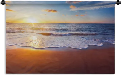 Produktbild von MuchoWow® Wandteppich Wandbehang Strand - Meer - Sonne - Horizont 150x100 cm Tapisserie Dekoration Wandtuch - Waschbar - Tapisserien - Wand-Decke