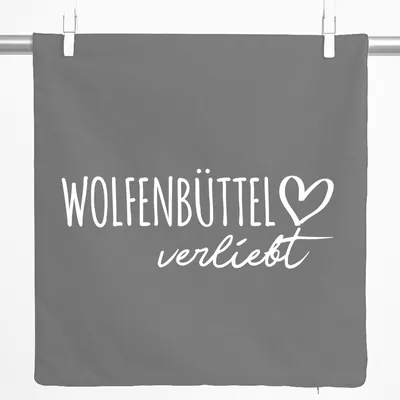 Produktbild von Huuraa Kissenbezug Wolfenbüttel verliebt 40x40cm Steel Grey Baumwolle Dekokissenbezug Geschenkidee
