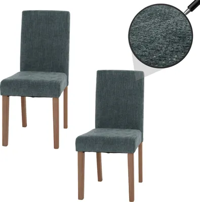 Produktbild von 2er-Set Esszimmerstuhl Littau, Stuhl Küchenstuhl Hochlehner, Stoff/Textil Chenille Holz  grün, naturfarbene Beine