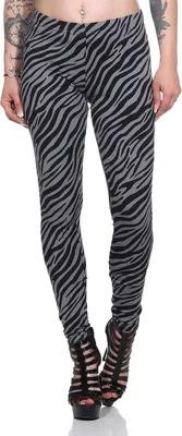 Produktbild von Damen Leggings Leo Zebra Print Stretch Slim Fit,  Zebra, Grau-Schwarz L/40