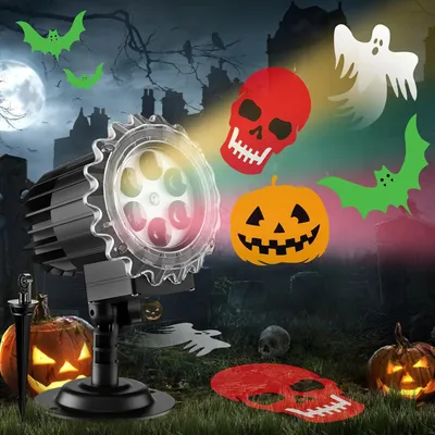 Produktbild von Hellere Halloween-Dekorationen, Projektor-Lichter für den Außenbereich, Upgrade 2024, Halloween-Skelett, Geister, Fledermäuse, Kürbis-Dekoration, Licht für außerhalb des Hauses/Fensters/Gartens