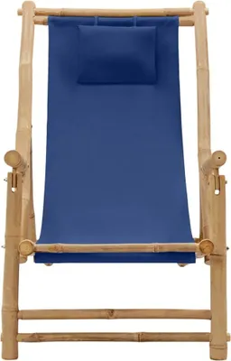 Produktbild von vidaXL Liegestuhl Bambus und Canvas Marineblau