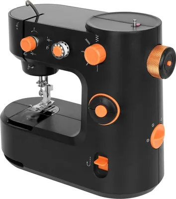 Produktbild von Nähmaschine - Tragbares Mini Tischgerät elektrisch - AC EU‑Stecker - Lockstich - 290±30 Stiche/Min - Fußpedal 1,5 m - 26,5×13×22,5 cm - Schwarz