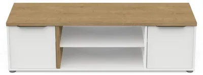 Image de CALICOSY - Meuble TV 2 portes et 2 nichesReproduction chêne et blanc L135 cm - ACCESS