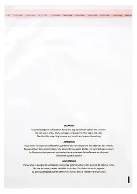 Produktbild von Plastikbeutel 27.9x35.6cm mit Erstickungswarnung - Wiederverschließbar (100 Stück) [PFW11114]