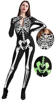 Zdjęcie produktu dla Kostium szkieletu dla dorosłych kobiet świecący halloween cosplay