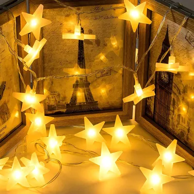 Produktbild von Uping Led Lichterkette Sterne 30er Batterienbetriebene für Party, Garten, Weihnachten, Halloween, Hochzeit, Beleuchtung Deko usw. 4,5M warm weiß