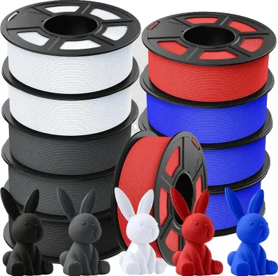 Produktbild von 3D-Drucker-Filament, PLA-Material, 1,75 mm Durchmesser, 2BK2WT2GY2RD2BL, 2BK2WT2GY2RD2BL