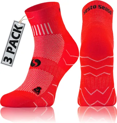 Produktbild von Sesto Senso Sportsocken – Bequeme, atmungsaktive Socken – Uni für Damen und Herren, Größe 43-47, Rot, 3er Pack