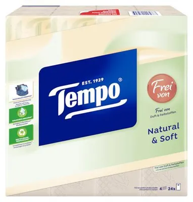 Produktbild von Tempo Taschentücher natural & soft 24 x 9 Stück