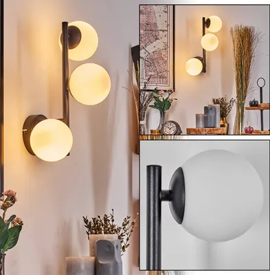 Produktbild von Isorella Wandlampe aus Metall/Glas in Schwarz/Weiß/Milchglas