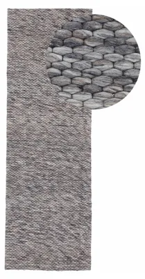 Produktbild von Wollteppich Sina weicher handweb Teppich Natur Läufer Grau meliert 75x240 cm | Zeitloser Wollteppich für Wohnzimmer, Schlafzimmer & Kinderzimmer
