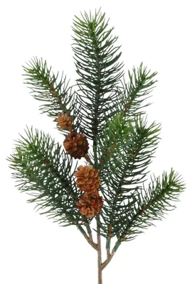Produktbild von Künstlicher Tannenzweig mit 8 Trieben und Tannenzapfen. ca 38cm