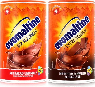 Produktbild von Ovomaltine Malzhaltiges Getränkepulver der Klassiker & Extra Schoko je 500g