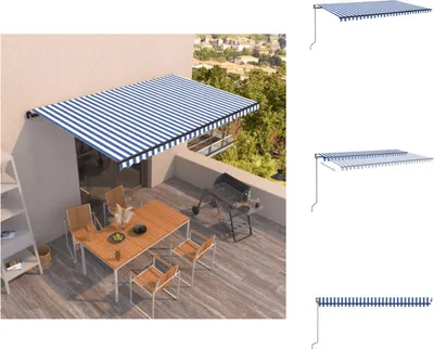 Immagine prodotto di vidaXL Tenda da sole a scomparsa automatica 500x350 cm blu e bianca - Tende da sole