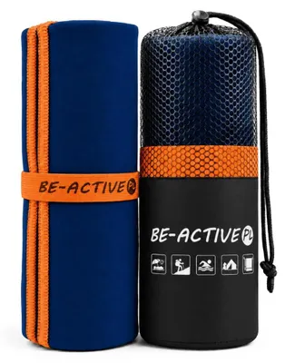 Produktbild von Mikrofaser Handtuch 130x80 cm Badetuch Strandtuch Schnelltrocknend Mikrofaser Reisehandtuch Sporthandtuch dunkelblau-orange