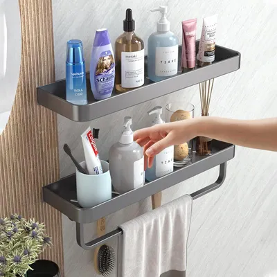 Produktbild von Duschablage ohne Bohren Matt Grau 2 Stück
