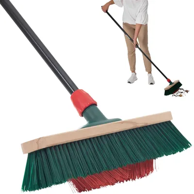 Produktbild von Novaliv Gartenbesen mit Stiel V-Borsten 40 cm Elaston Borsten Besen draußen Straßenbesen mit Stiel harte borsten Terassenbesen Hofbesen Stallbesen Kehrbesen Industriebesen Outdoor broom