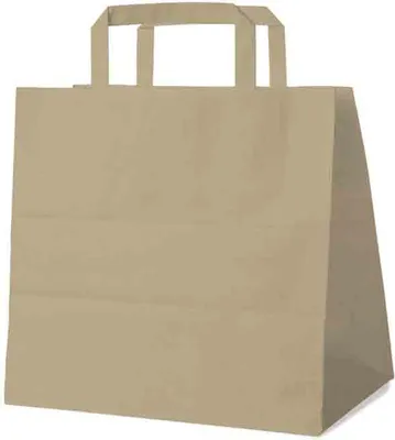 Produktbild von 50 Braune Papiertragetaschen 26 + 17 x 25 cm – Einkaufstaschen mit Innenhenkel