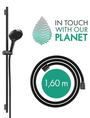 Image de Ensemble de douche hansgrohe, Rainfinity, 3jet, barre de 90 cm, flexible de 160 cm, chrome noir brossé, 1 pièce.