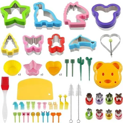 Image de 55 emporte-pièces, acier inoxydable, étoile, licorne, dinosaure, cœur, sandwich, enfants
