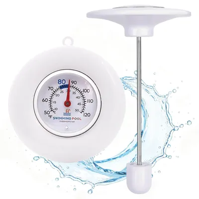 Produktbild von Analoge Schwimmbadthermometer, schwimmend, batteriebetrieblos, weiß