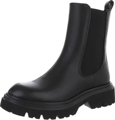 Produktbild von Ital-Design Damen Stiefeletten Leicht gefüttert Textiloptik, Lederoptik Plateaustiefeletten 90109975 Schwarz Gr.  39