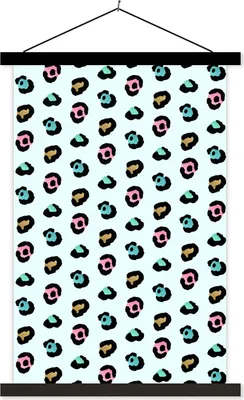 Produktbild von MuchoWow® Textilposter Farben - Pantherdruck - Muster 40x60 cm mit schwarzem Rahmen - Wanddekorationen