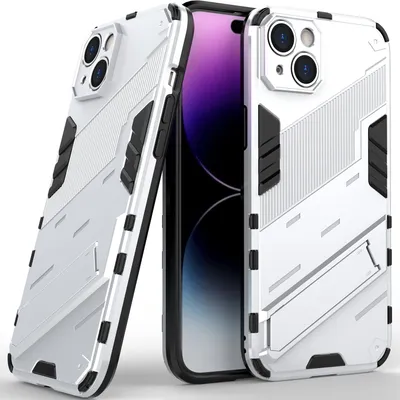 Produktbild von Armor Hülle für iPhone 14 Plus, Hybrid PC TPU Bumper Stoßfestes Schutzhülle mit Standfunktion Orange
