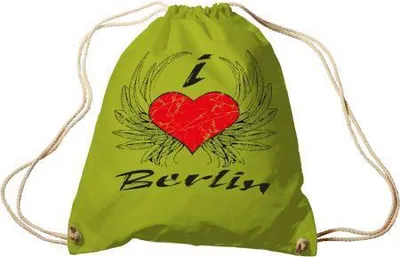 Produktbild von Sporttasche mit Aufdruck -  I Love Berlin - 65164 - Turnbeutel Sportbeutel Rucksack grün
