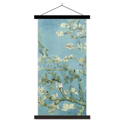 Produktbild von MuchoWow® Textilposter Mandelblüte - Van Gogh - Kunst 90x180 cm mit schwarzem Rahmen - Dekoration Wohnzimmer
