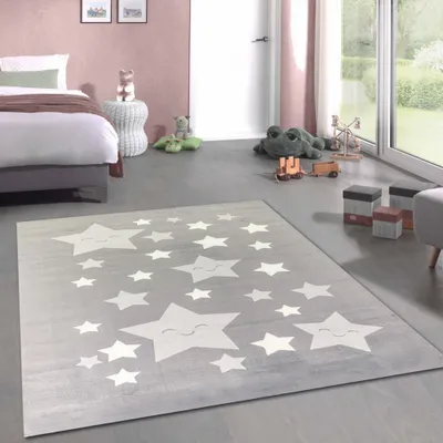Obrázek produktu pro Měkký dětský koberec s hvězdami v antracitové barvě Velikost - 160 x 230 cm