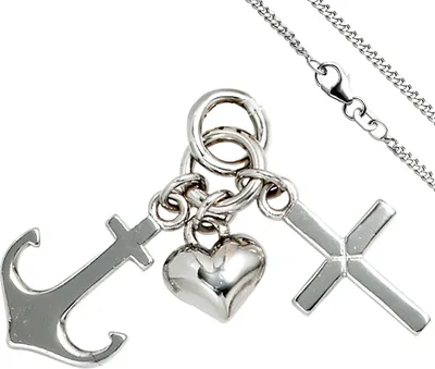 Produktbild von JOBO Kinder Anhänger Glaube Liebe Hoffnung 925 Silber Kinderanhänger mit Kette 38 cm