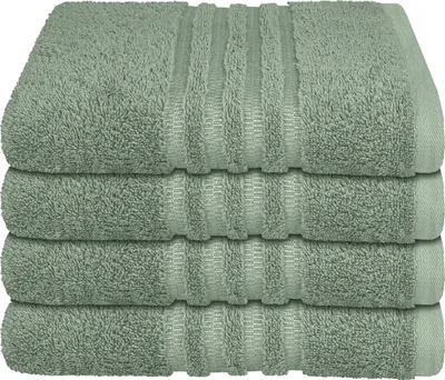 Produktbild von Schiesser Frottier Handtuch Milano im 4er Set | 100% Baumwolle aus nachhaltiger Produktion | weich, saugstark, farbecht | 50x100cm | Hellgrün