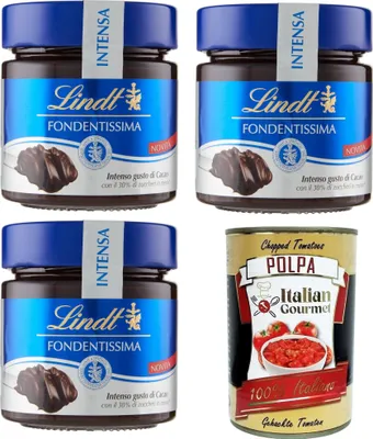 Produktbild von Crema spalmabile Fondentissima Cioccolato fondente Streichcreme aus dunkler Schokolade von Fondentissima, 3x200 g+ Italian Gourmet polpa 400g