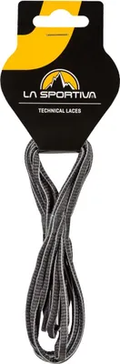 Schnürsenkel von La Sportiva; Modell Mountain Running Laces 107/42; in Schwarz mit grauen Streifen.
