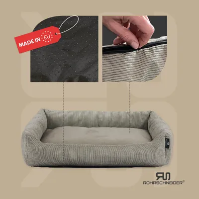 Produktbild von Rohrschneider Hundebett Hundekorb Cordstoff mit Hundekotbeutelset