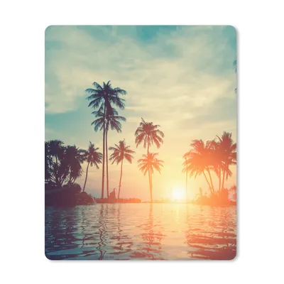 Produktbild von MuchoWow® Mauspad Mousepad Meer - Sonnenuntergang - Palme - Wolken 19x23 cm - Mousepads - Maus Mat - Pad - Mausunterlage - Mauspads - Spielen