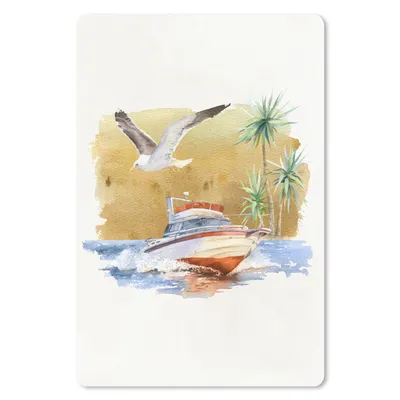 Produktbild von MuchoWow® Mauspad Mousepad Boot - Palme - Vogel 40x60 cm - Mousepads - Maus Mat - Pad - Mausunterlage - Schreibtisch Accesoire