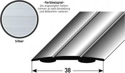Produktbild von Übergangsprofil "Den Helder" / Übergangsschiene, 38 mm, Typ: 12 (Aluminium eloxiert):-silber-900-selbstklebend