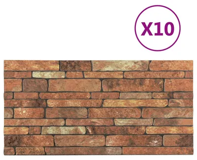Zdjęcie produktu dla Panele ścienne vidaXL, 10 sztuk, brązowo-białe, 100 x 50 cm, pianka EPS