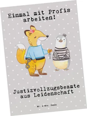 Produktbild von Mr. & Mrs. Panda Ansichtskarte Justizvollzugsbeamte Leidenschaft - Grau Pastell - Geschenk, Postkarten, Fotokarte, Witzig, Grußkarte, Gefängnis, Kunstkarten, Spruch