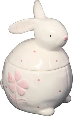 Zdjęcie produktu dla Figurka Wielkanocna - Ceramiczny Pojemnik w Kształcie Zająca, Biały, 20cm