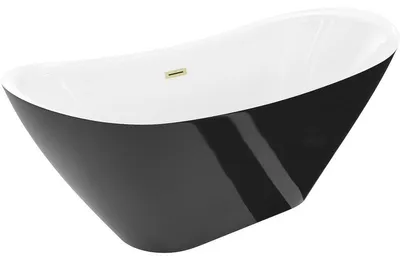 Obrázek produktu pro Mexen Lotos volně stojící vana 180 x 75 cm, bílá/černá, přepad zlatý kartáčovaný - 52051807775-55