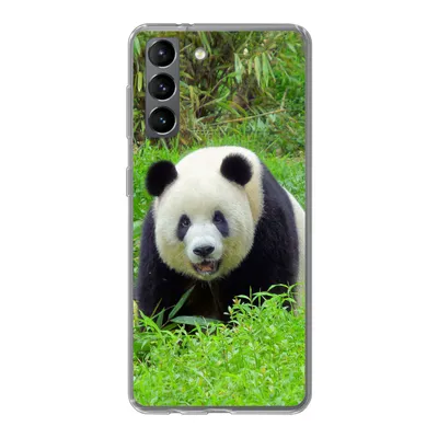 Produktbild von MuchoWow® Handyhülle Schutzhülle Hülle für Samsung Galaxy S21 Panda - Gras - Tier Silikon Softcase Handy Hülle - Softcase